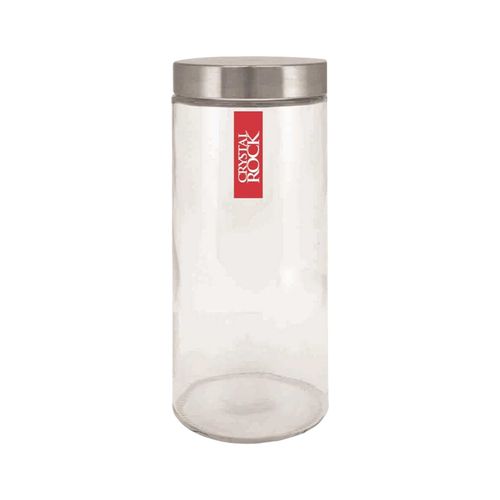FRASCO VIDRIO LISO CRYSTAL ROCK (10432) 11x22cm. C/TAPA ACERO