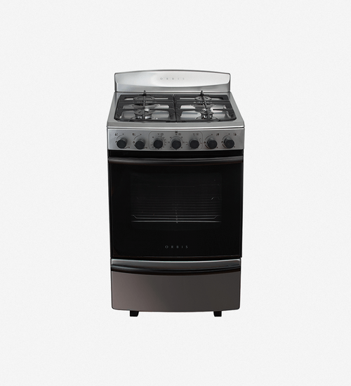 COCINA A GAS 4 HORNALLAS ORBIS (96EAC4) AC. INOX SERIE 4 MG 55 cm. HORNO ELECTRICO