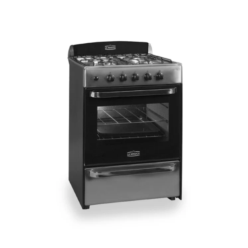 COCINA A GAS 4 HORNALLAS LA MAGICA (09004) EURO ACERO GRAFITO MG