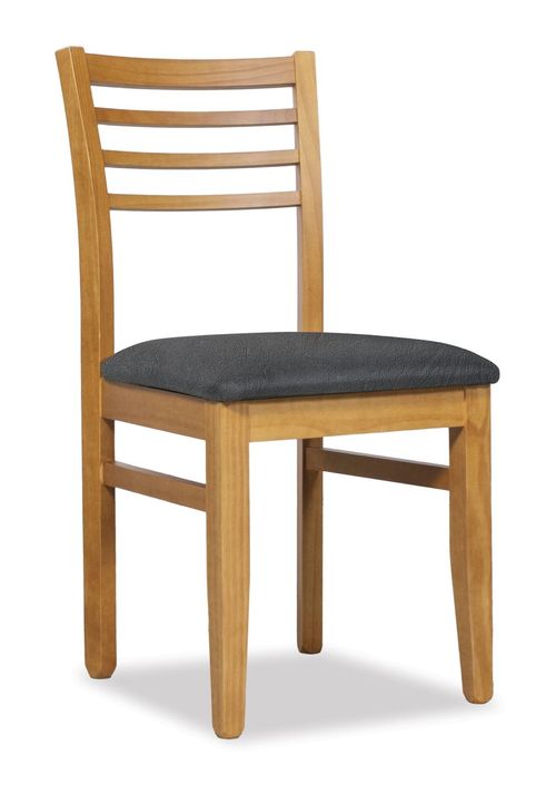 SILLA MADERA DEFRANCE (OT000040) x 6 PINO LUSTRE MIEL TAPIZADO ECOCUERO GRIS