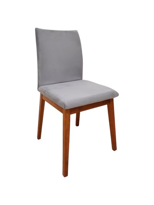 SILLA MADERA DEFRANCE (OT000075) x 6 RUBI LUSTRE MIEL TAPIZADO TERCIOPELO GRIS CINZA