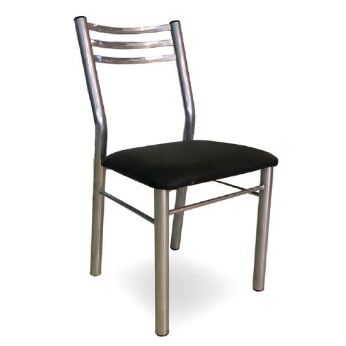 SILLA CAÑO DELARTE x 6 (FRANCA) ALUMINIO CUERINA NEGRO