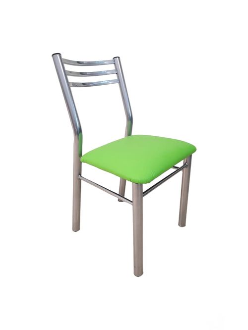 SILLA CAÑO DELARTE x 6 (FRANCA) ALUMINIO CUERINA VERDE MANZANA