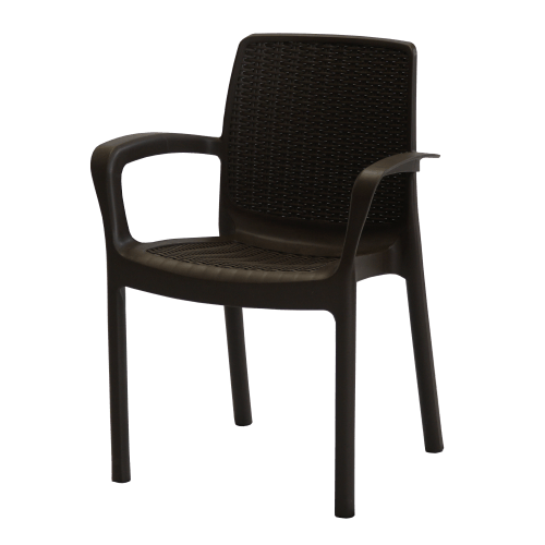 SILLA PLASTICA APILABLE VOSS2000 GUINEA ESTILO RATAN GRAFITO C/APOYA BRAZOS