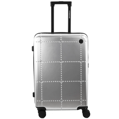VALIJA MEDIANA CROSSOVER (61730) RIGIDA MATHI PLATEADO ESPACIAL 4 RUEDAS 24" ABS+POLICARBONATO