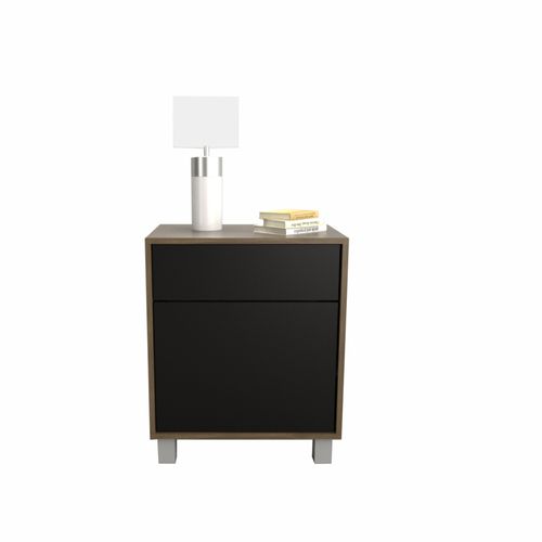 MESA DE NOCHE TABLE´S (6426-CNN) 1 CAJON 1 PUERTA NOGAL L./NEGRO M.