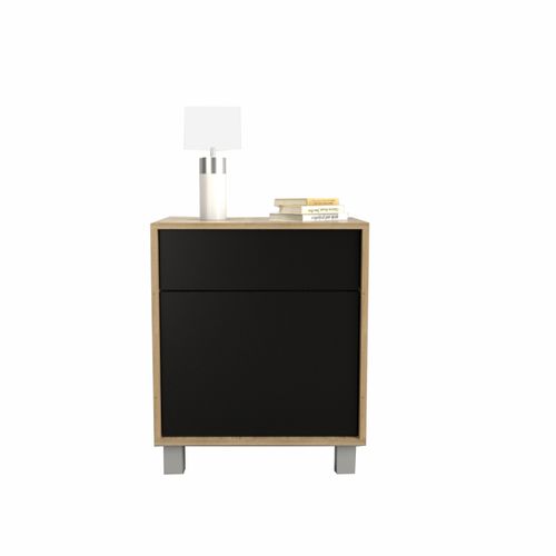 MESA DE NOCHE TABLE´S (6426-CON) 1 CAJON 1 PUERTA OLMO F./NEGRO M.