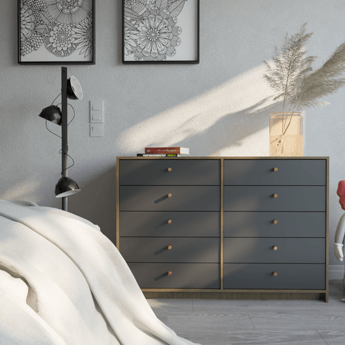 CHIFONIER TABLE´S (6059-CNN) 1.27 Mts. 10 CAJONES NOGAL L./NEGRO M.