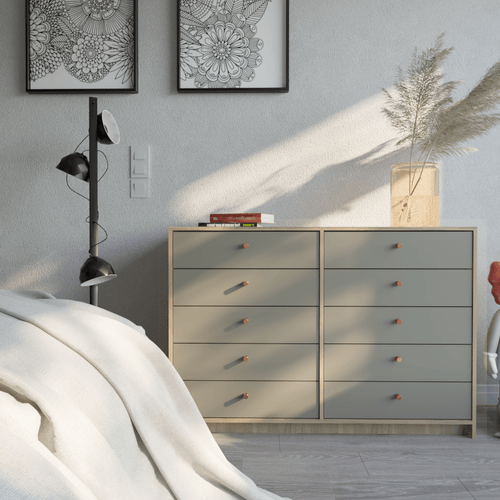 CHIFONIER TABLE´S (6059-COG) 1.27 Mts. 10 CAJONES OLMO F./GRIS C.