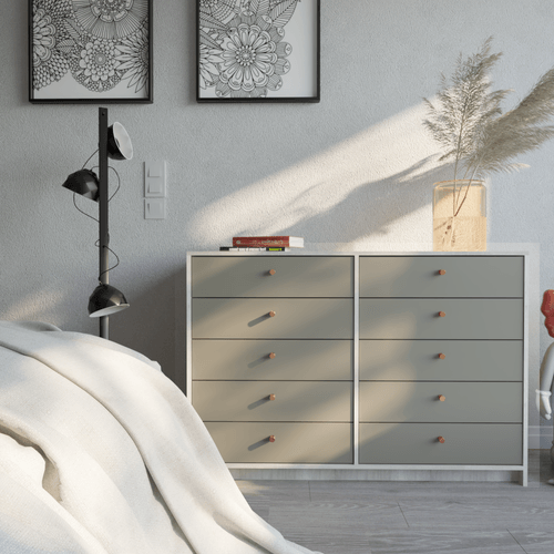 CHIFONIER TABLE´S (6059-NCG) 1.27 Mts. 10 CAJONES NEVADO/GRIS C.