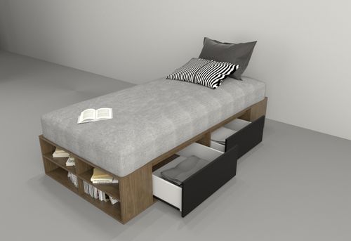 BOX 90 cm. TABLE´S (6440-CNN) JUVENIL 4 CAJONES NOGAL L./NEGRO M.