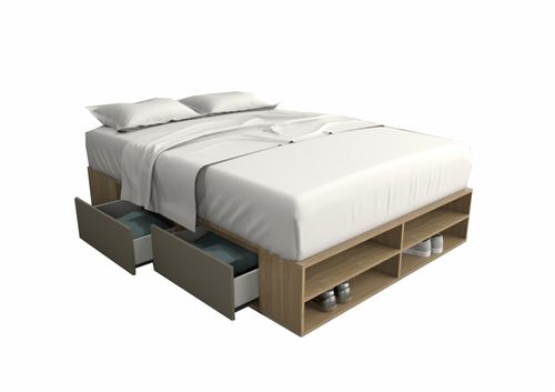 BOX 140 cm. TABLE´S (6442-COG) 4 CAJONES OLMO F./GRIS C.