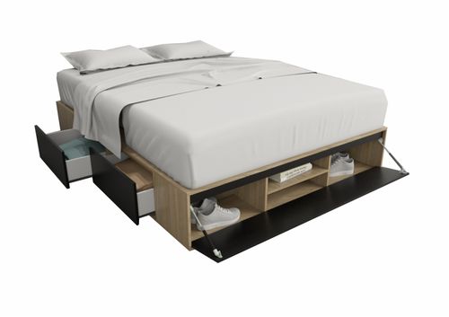 BOX 160 cm. TABLE´S (6443-CON) 4 CAJ 1PTA REV OLMO F./NEGRO M.