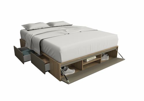 BOX 160 cm. TABLE´S (6443-COG) 4 CAJ 1PTA REV OLMO F./GRIS C.