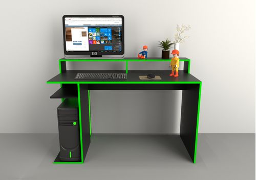 ESCRITORIO TABLE´S (3047-NFV) GAMER 1.29 Mts. NEGRO C/FILO VERDE