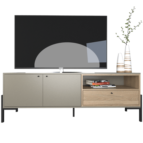 RACK TV TABLE´S (4251-CGO) 1.50 Mts. GRIS C./OLMO F.