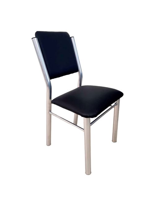 SILLA CAÑO DELARTE x 6 (XANAES) ALUMINIO CUERINA NEGRO