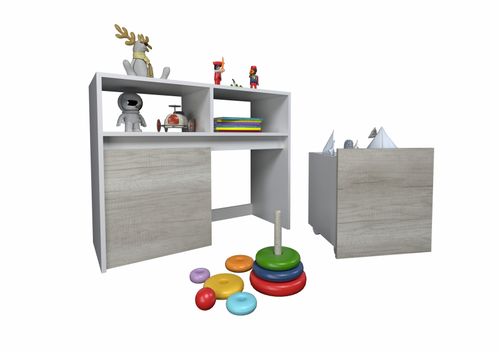 JUGUETERO 2 CAJONES TABLE´S (3037-NCE) C/RUEDA NEVADO/EVEREST