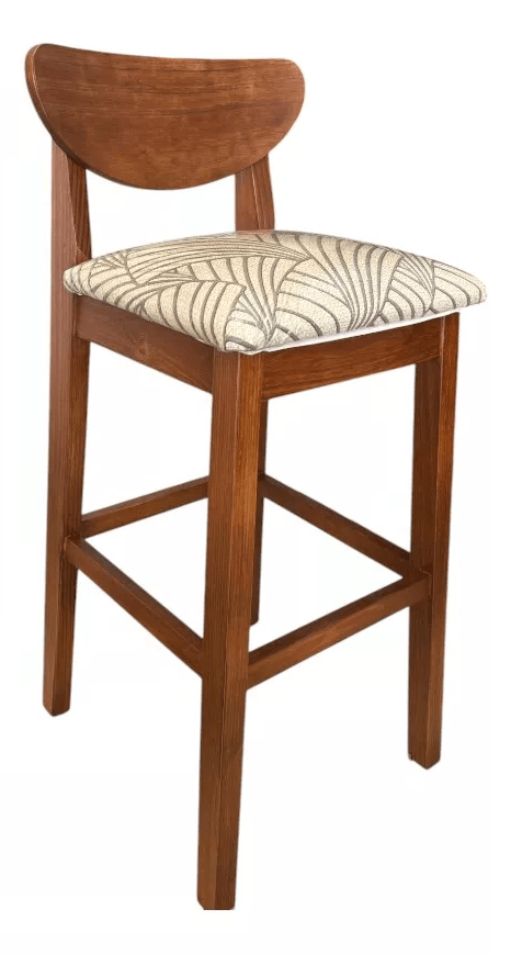 BANQUETA DE MADERA INMACOL (138-3) NORWAY CASTAÑO TAPIZADO TELA VIVALDI BLANCO