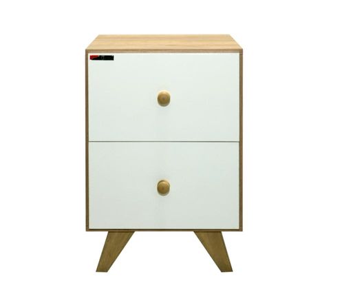 MESA DE NOCHE GACELA (732021) ROBLE MIEL/BLANCO 2 CAJONES