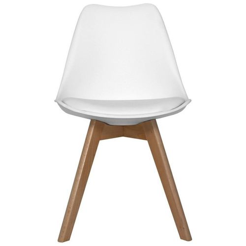 SILLA POLIPROPILENO UNICAN x 4 TULIP BLANCAS PATAS DE MADERA