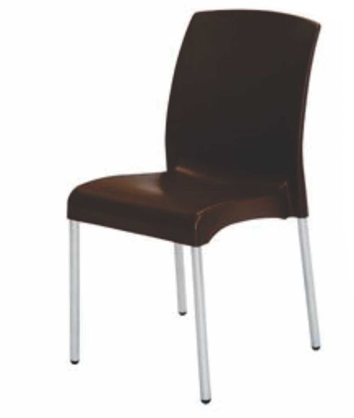 SILLA PLASTICA APILABLE VOSS2000 MALLORCA MARRON C/PATAS METALICAS