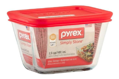 FUENTE VIDRIO PYREX (1070801) RECTANGULAR 449.5 ml. C/TAPA